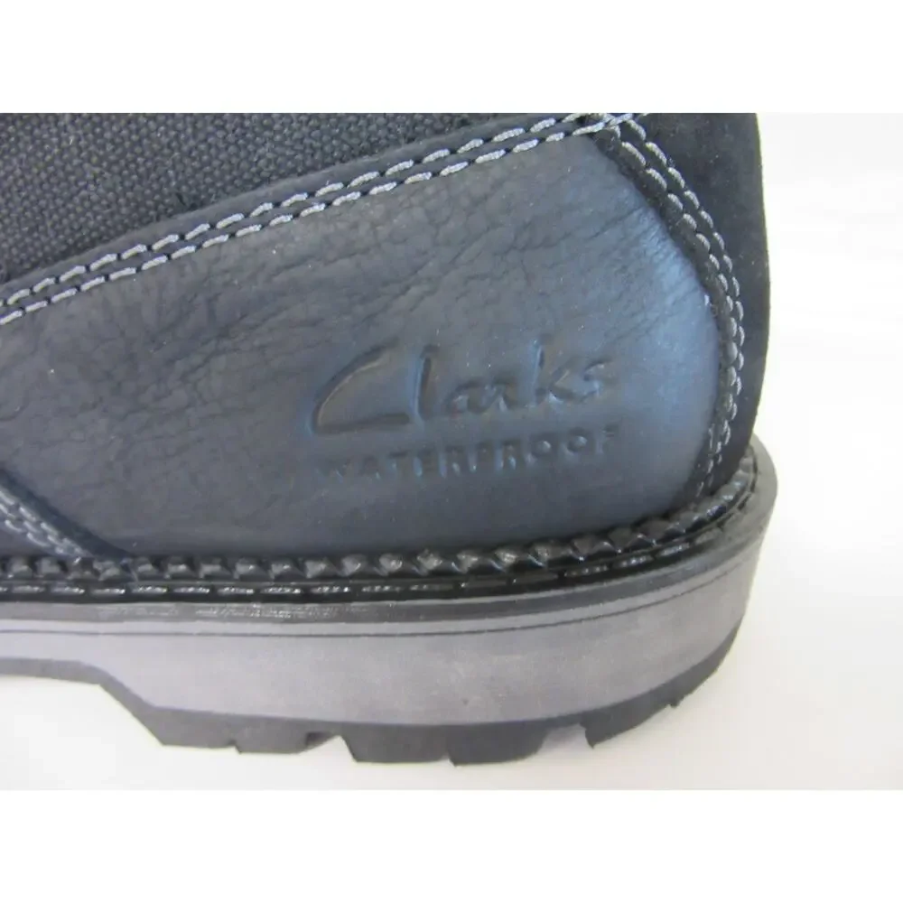 CLARKS Black Leather Maplewood Rise 11 1/2M Waterproof Lace Up Rugged Boots